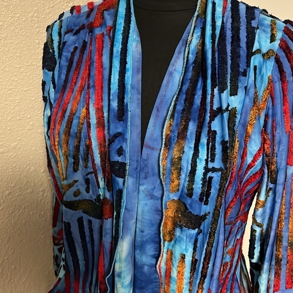 Blue colorful contemporary cardigan NWT size medium career classy - Picture 2 of 10